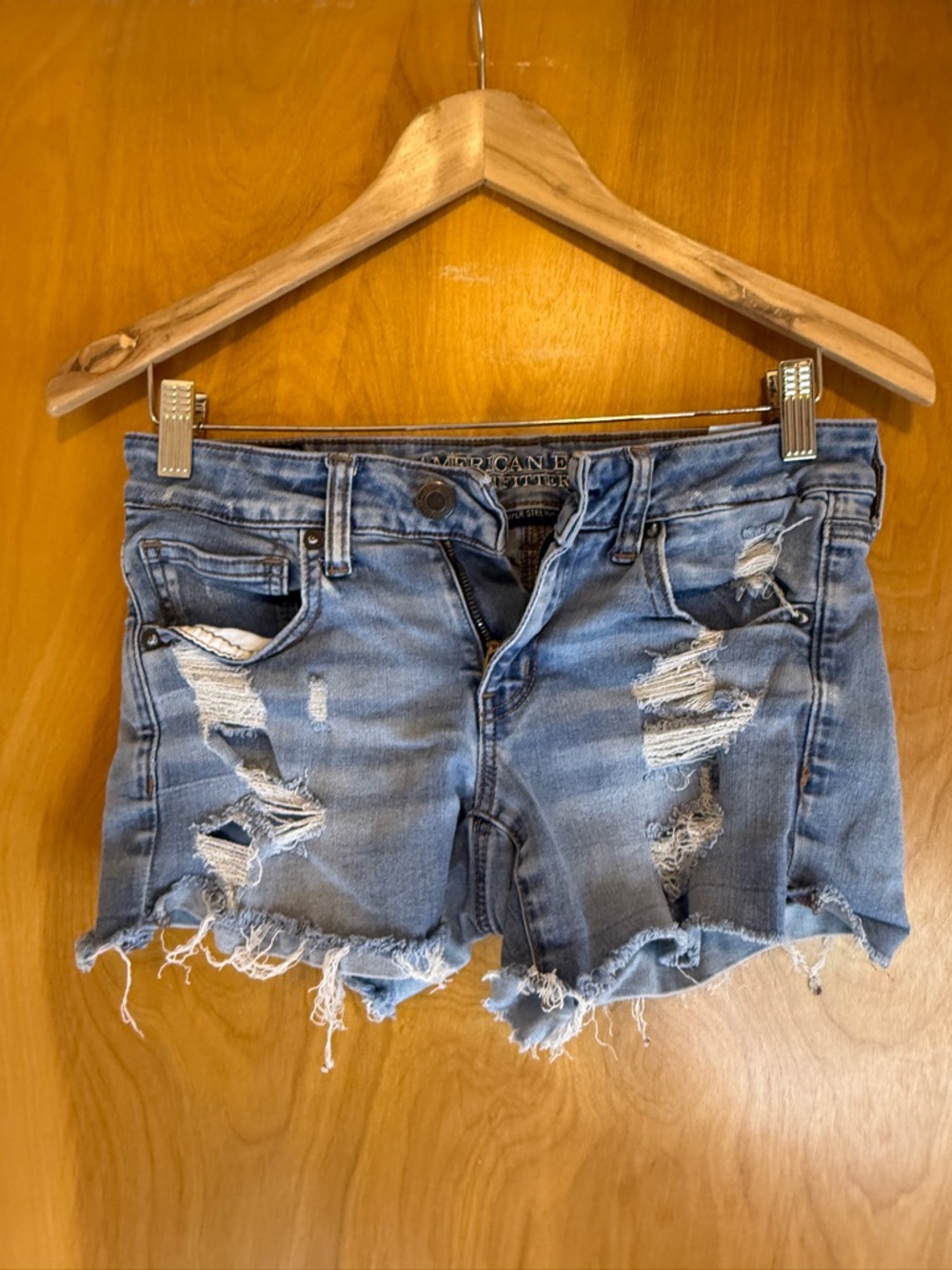 American Eagle Outfitters Distressed Light Blue Denim Cutoff Shorts